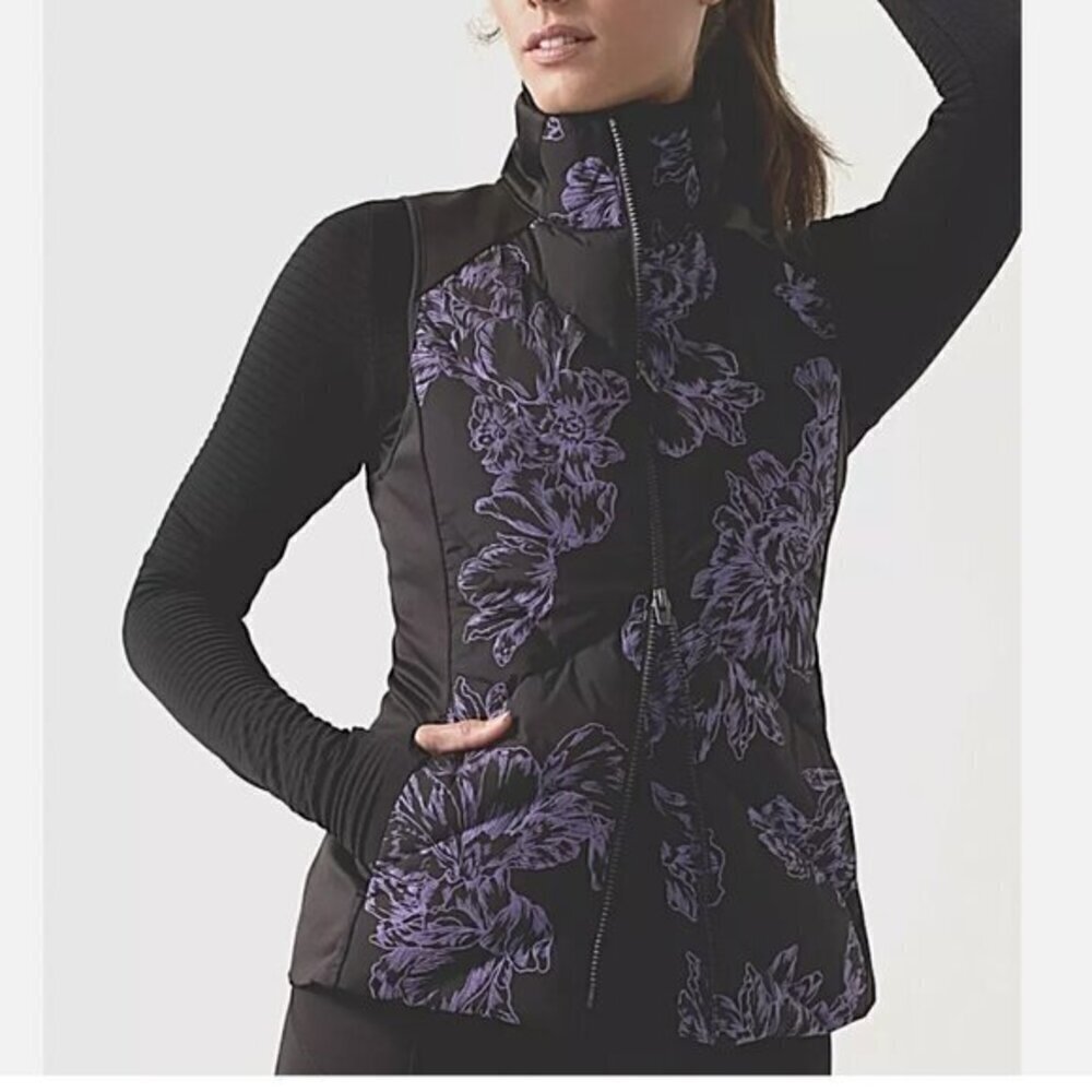Athleta Women's Inlet Reflective Vest in Astral Bloom Black